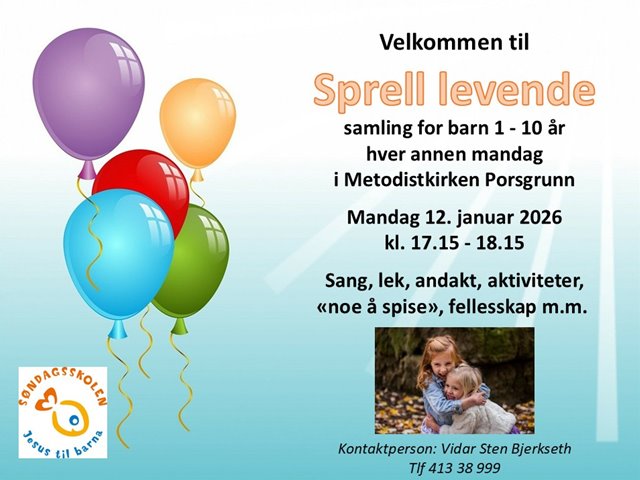 Mandag 12. januar kl. 17.15 Sprell levende i Porsgrunn